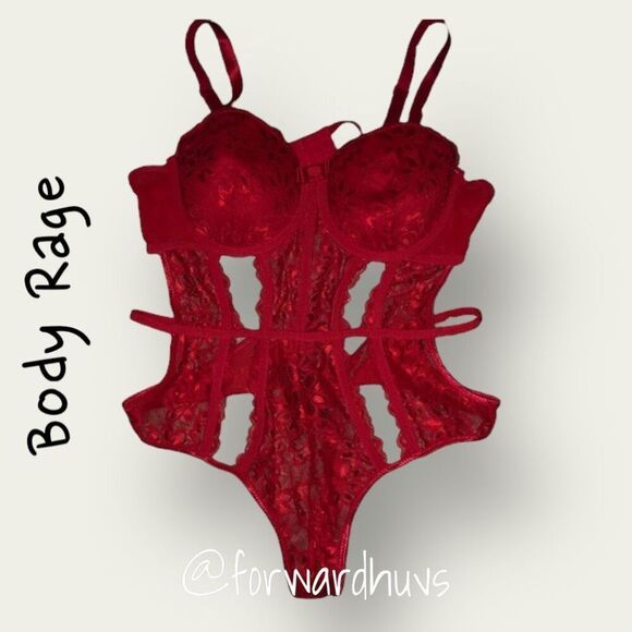 Body Rage Red One-Piece Bodysuit Lingerie Size Medium - Picture 4 of 9